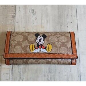 Coach × Disney Mickey Mouse Signature Canvas Wallet – Rare Limited Edition
